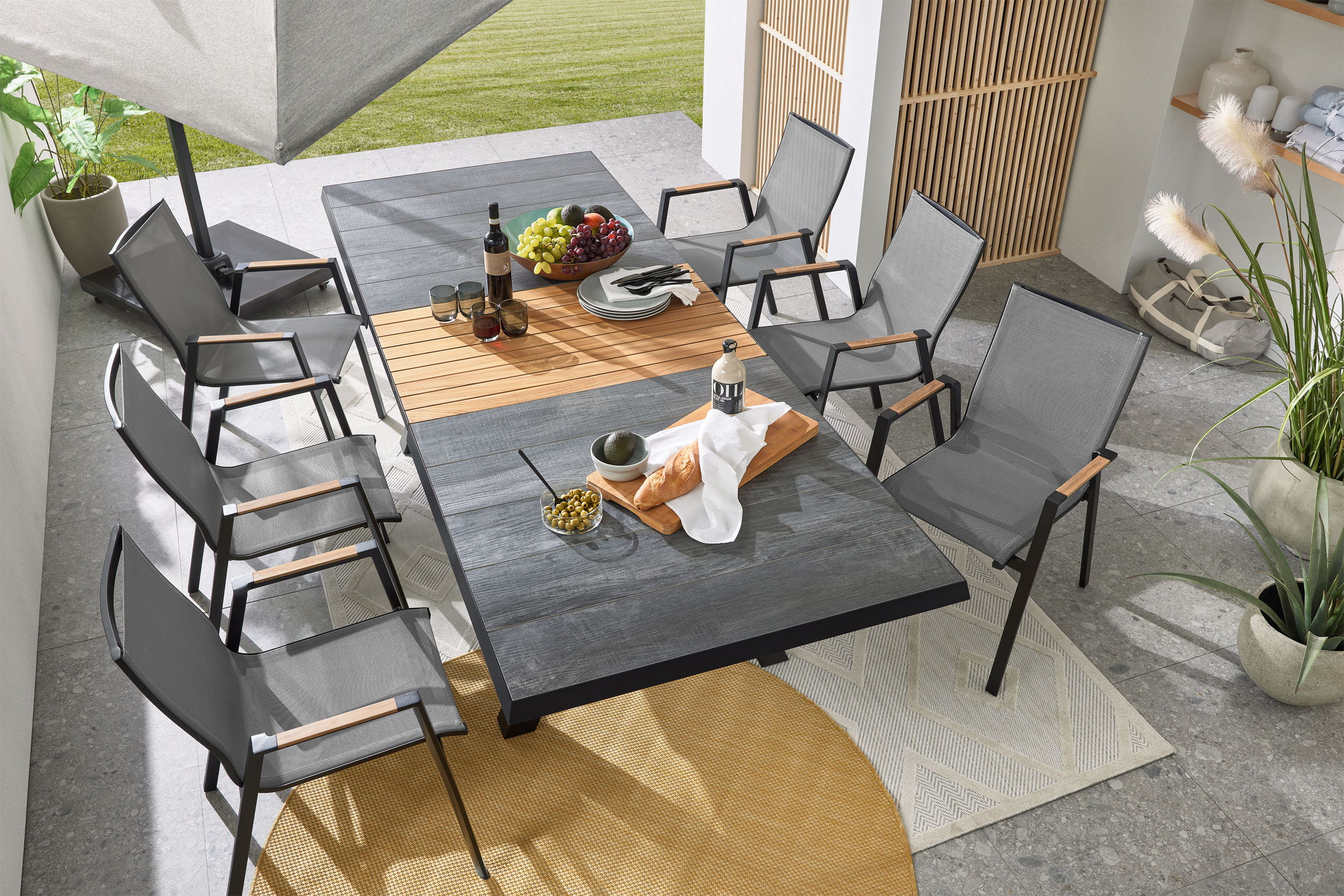 MONDO Gartenstuhl stapelbar Alu/Teak image number 2