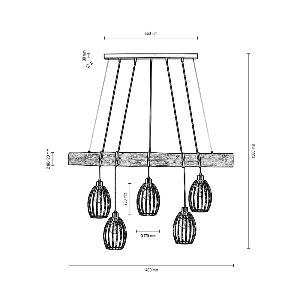Spot Light Pendelleuchte 5flg image number 4