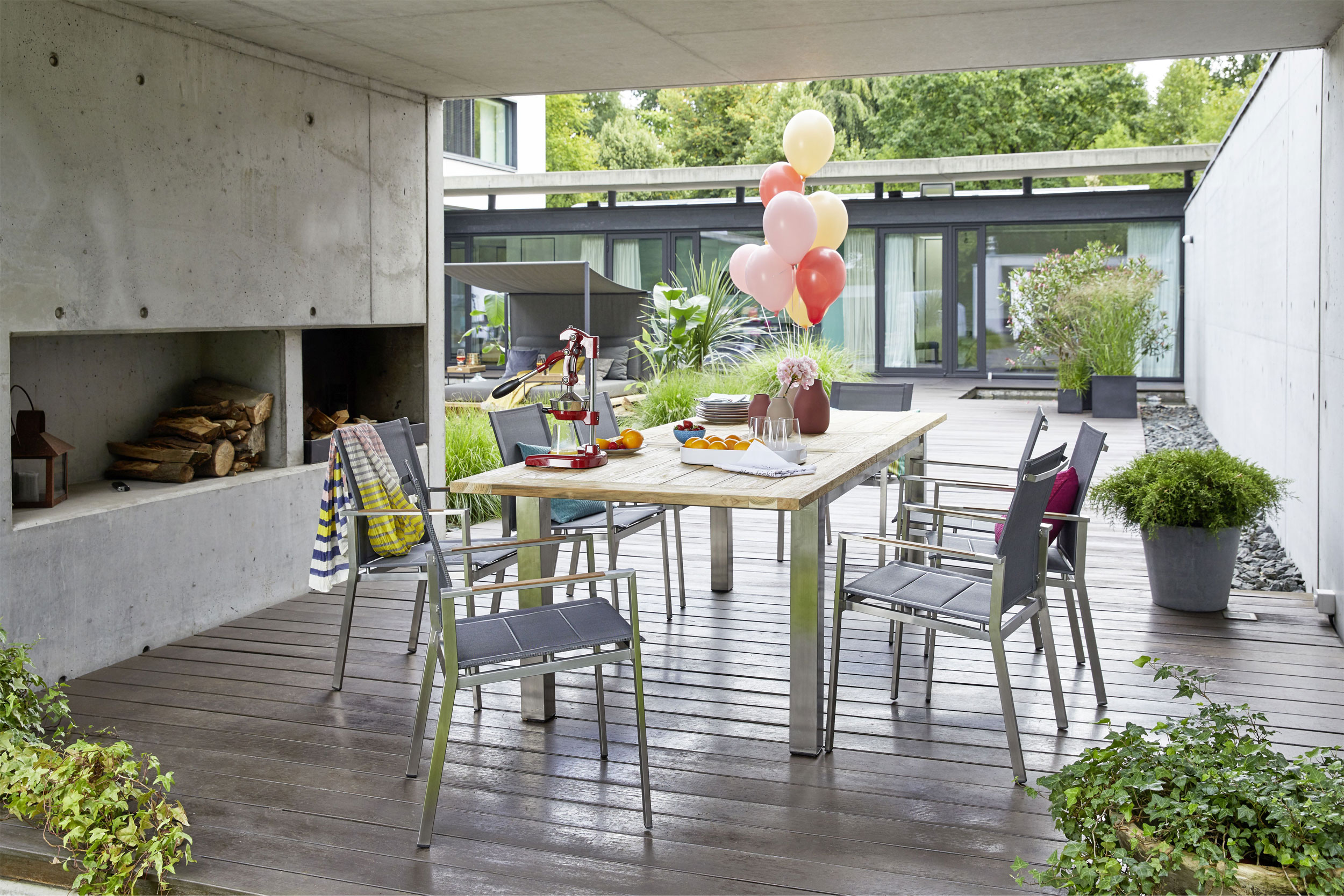 OUTDOOR Gartenstuhl Edelstahl/Teak image number 4