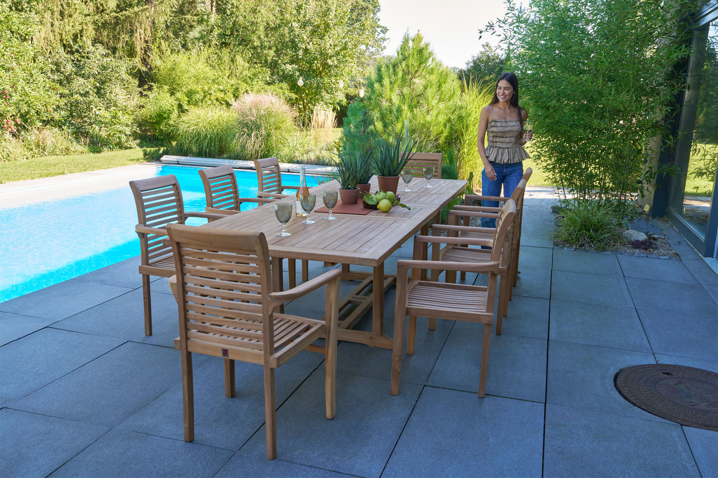 OUTDOOR Ausziehtisch Teak Garten image number 3