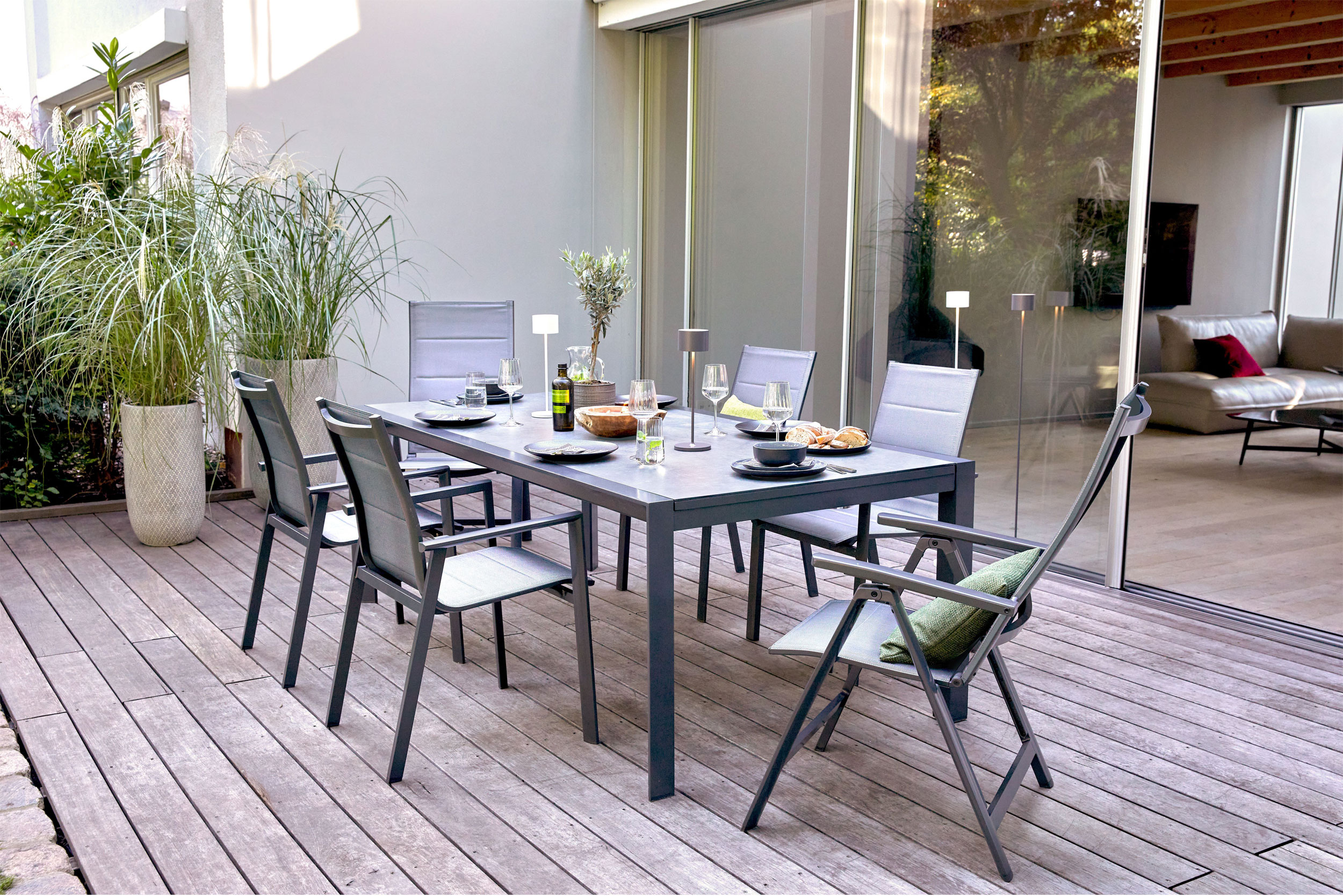 OUTDOOR Gartentisch ausziehbar 3D Glas image number 8