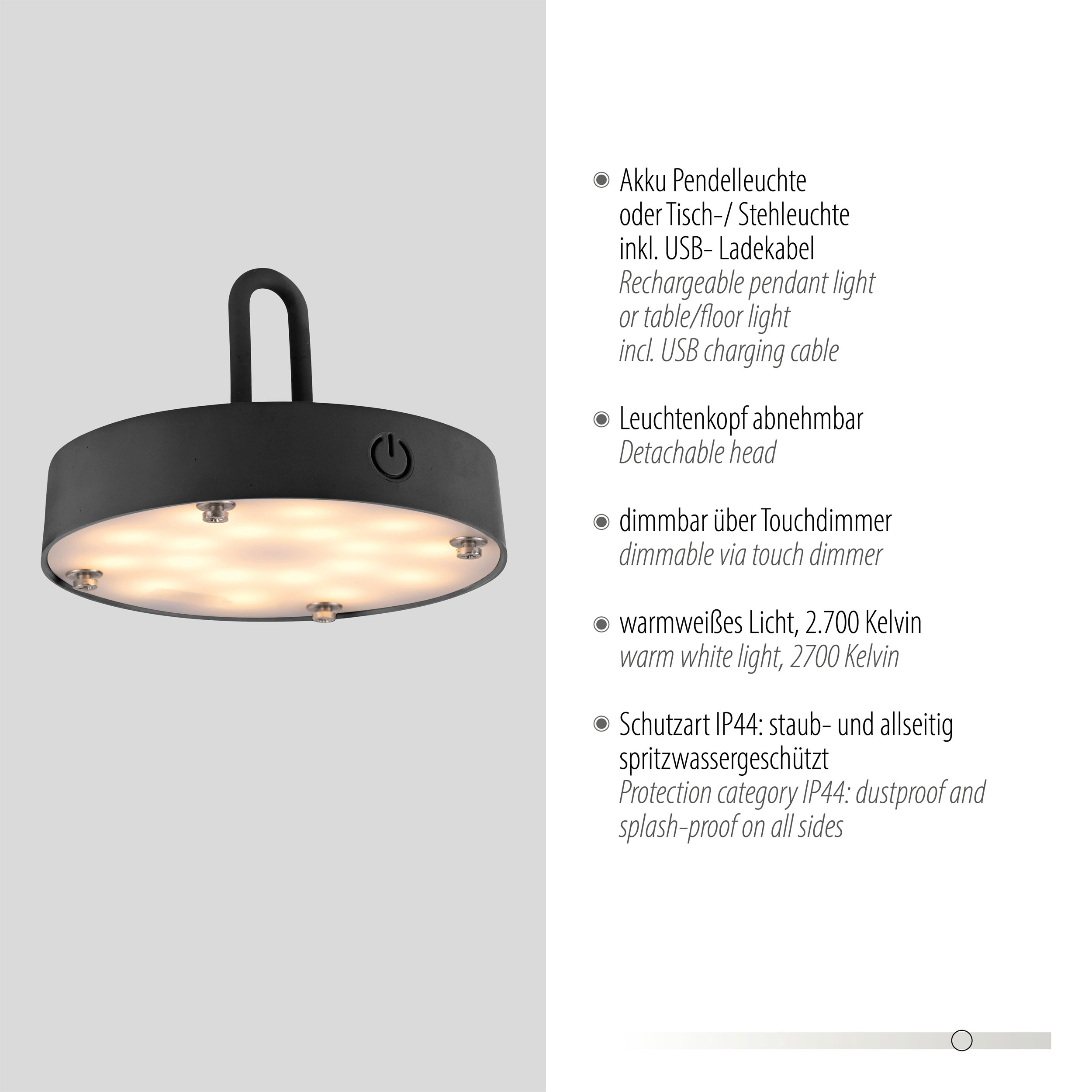 JUST LIGHT LED-Akku-Tischleuchte 1flg image number 4