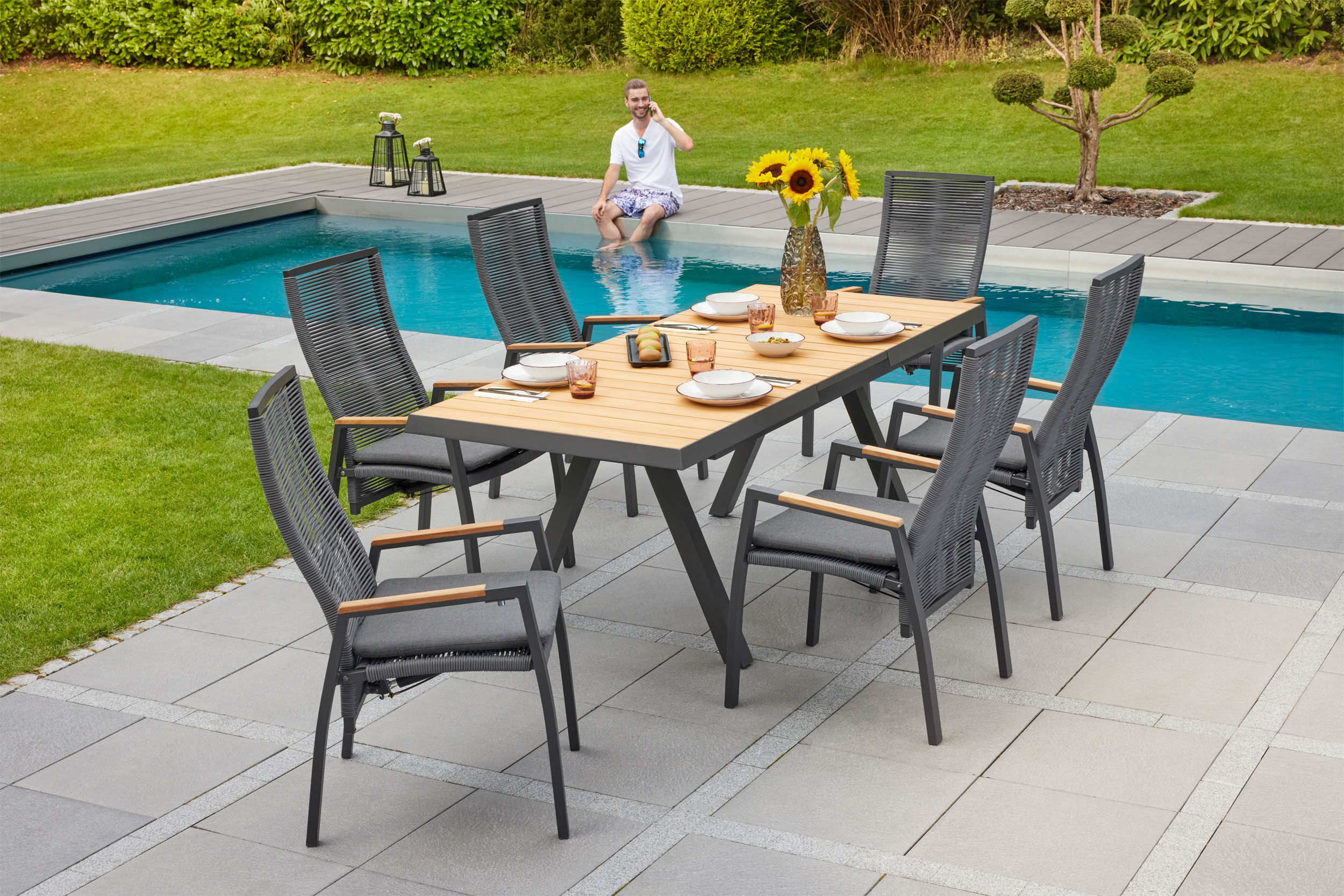 OUTDOOR Ausziehtisch Teakplatte Garten image number 5