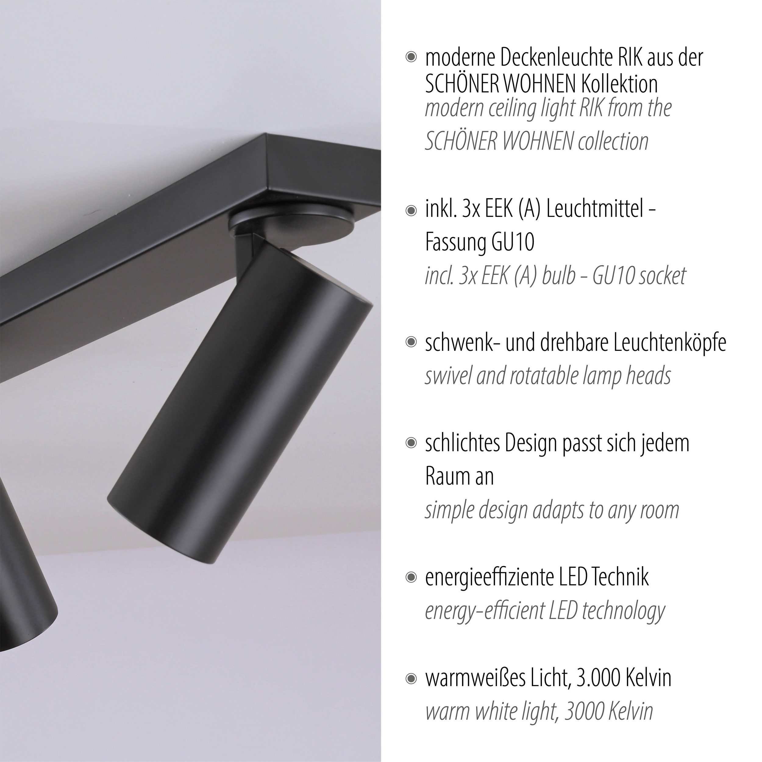 SCH&Ouml;NER WOHNEN LED-Deckenleuchte 3flg image number 5