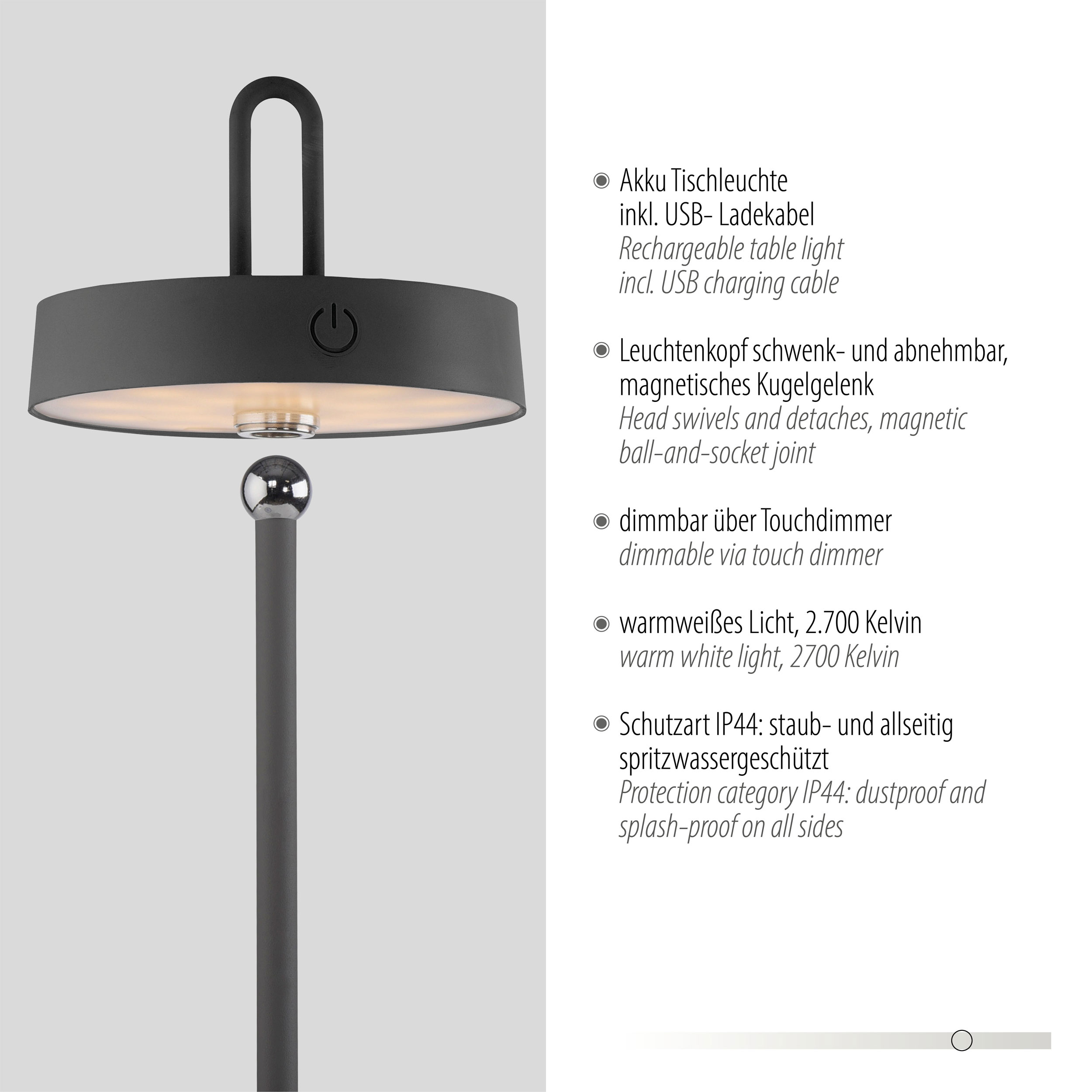 JUST LIGHT LED-Akku-Tischleuchte 1flg image number 7